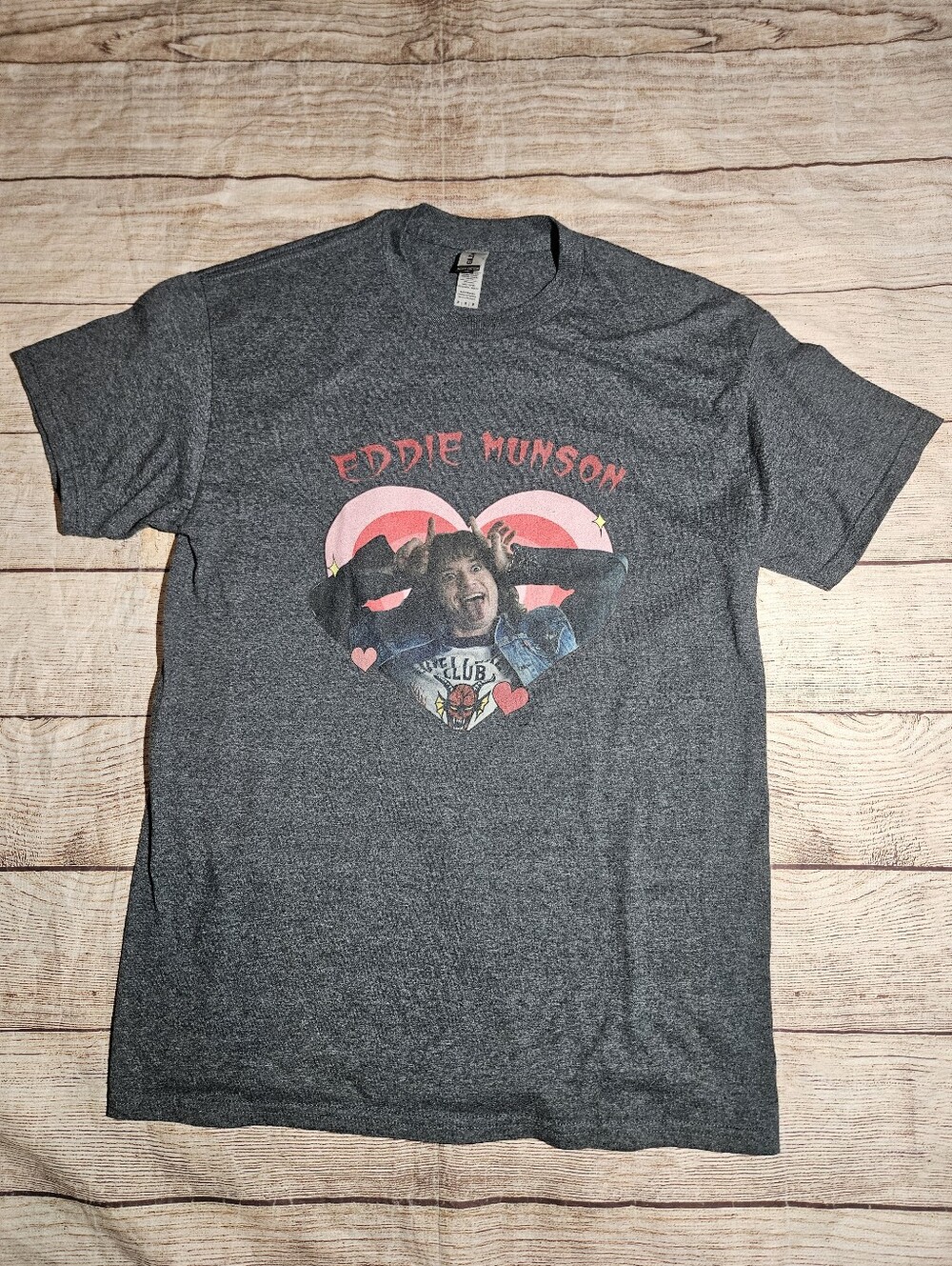 Netflix Stranger Things Eddie Munson heart graphic tee shirt